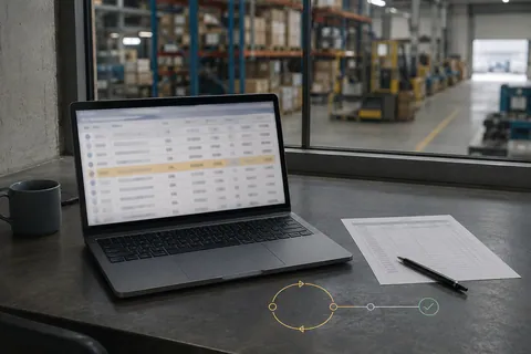仓储业务工作台上的单据处理与重试状态示意图